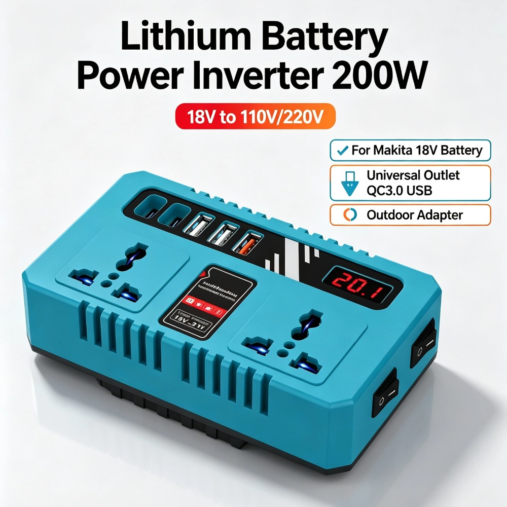 Outdoor Power Inverter - Lithium Battery Power Inverter 200W 18V