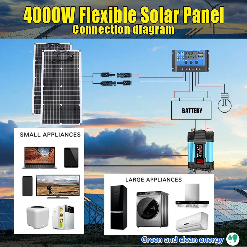 Outdoor Power Inverter - 4000W Solar Panel Kit 12V To