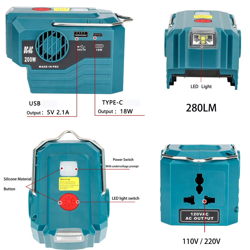 200W Portable Power Inverter F - Outdoor Power Adapter Usb C ulasan dan harga