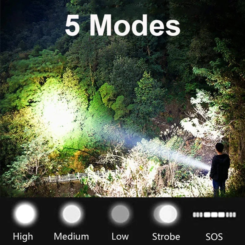 High Power LED Flashlight USB  - Outdoor Power Reno ulasan dan harga