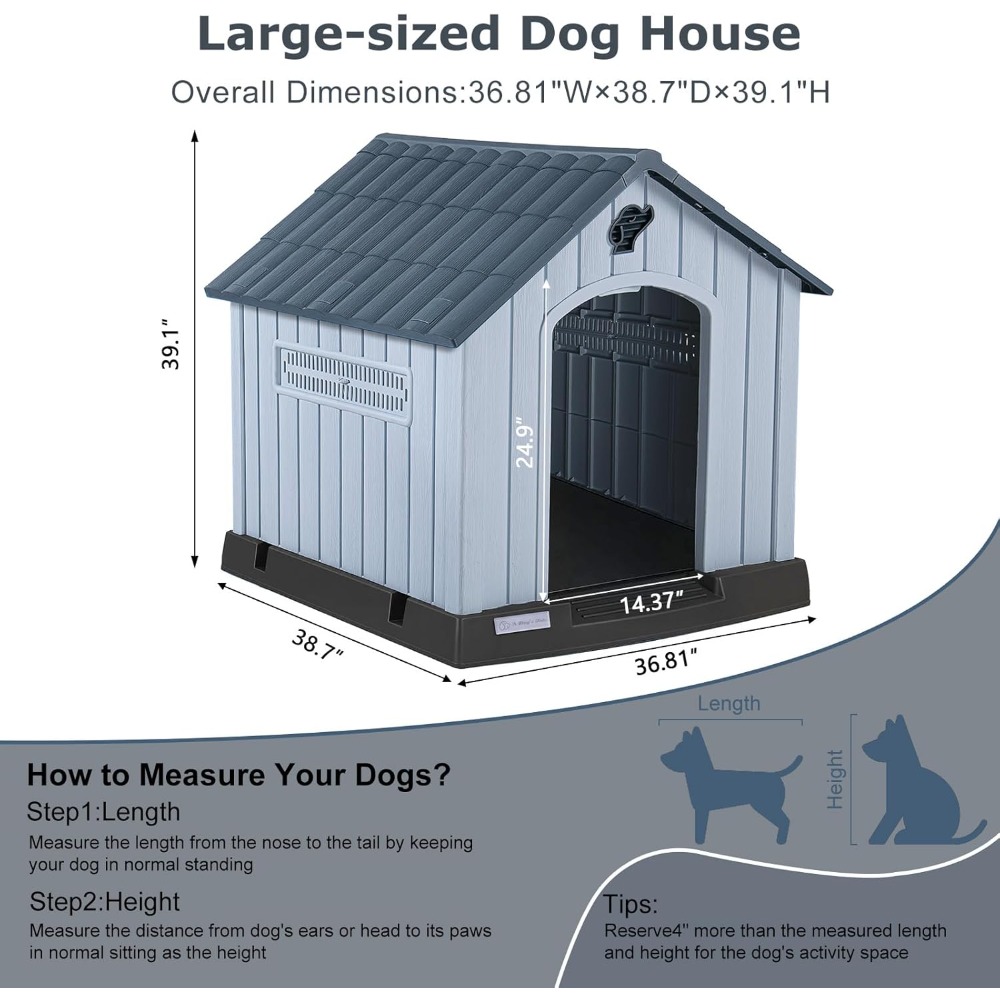 LEMBERI Large Plastic Dog Hous - Outdoor Power Vent ulasan dan harga