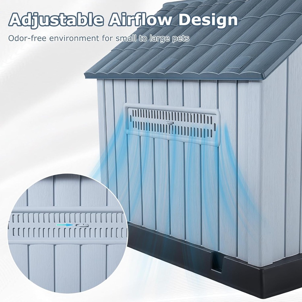 LEMBERI Large Plastic Dog Hous - Outdoor Power Vent ulasan dan harga