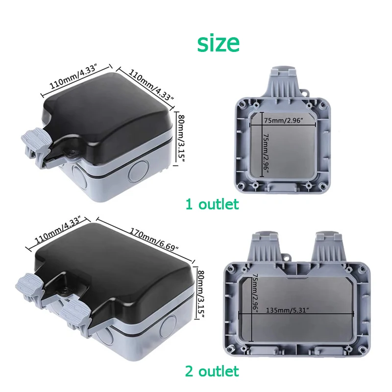 EU KR Outdoor Wall Waterproof  - Outdoor Power Strip ulasan dan harga