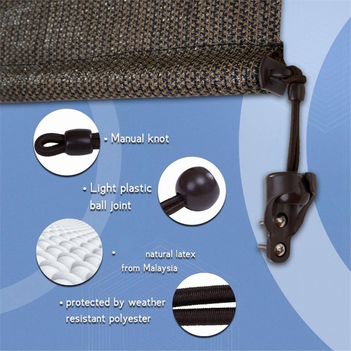 Sun Shading Bungee Kit & End C - Outdoor Power Blinds ulasan dan harga