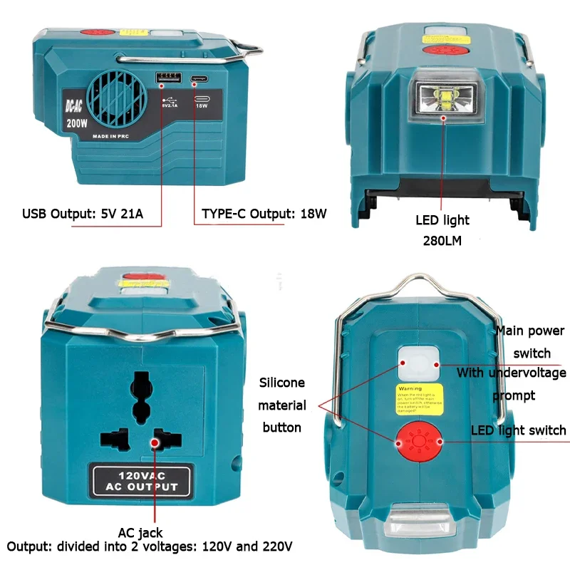 For Makita/DeWal/Milwaukee/Bos - Outdoor Power Inverter ulasan dan harga