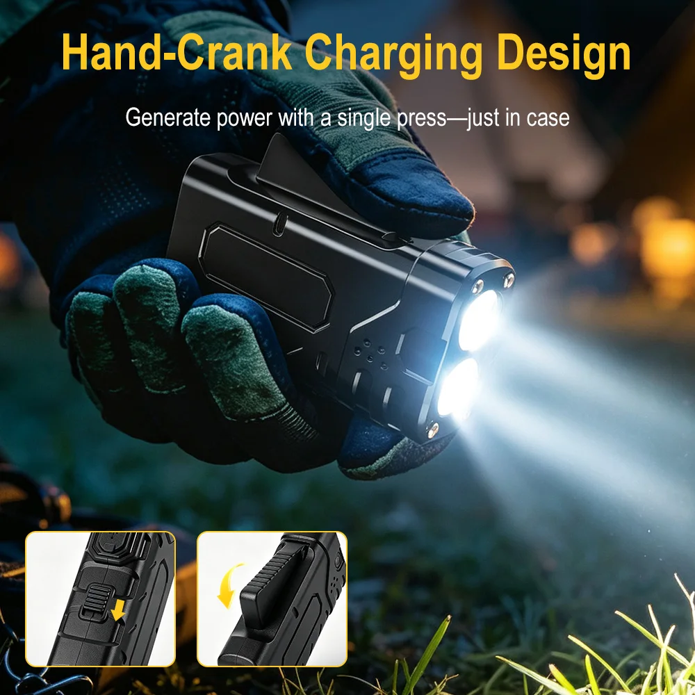 BORUIiT Hand Crank EDC LED Fla - Outdoor Power Reno ulasan dan harga