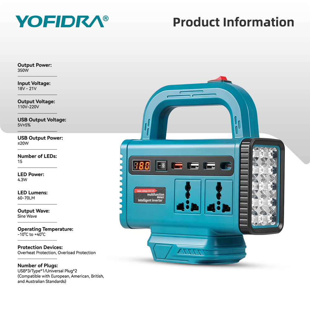 YOFIDRA 220V Portable Power In - Outdoor Power Adapter Usb C ulasan dan harga