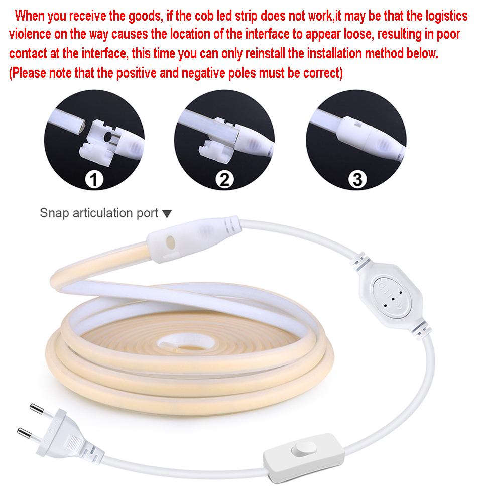 110V 220V Cob LED Strip Light  - Outdoor Power Strip ulasan dan harga