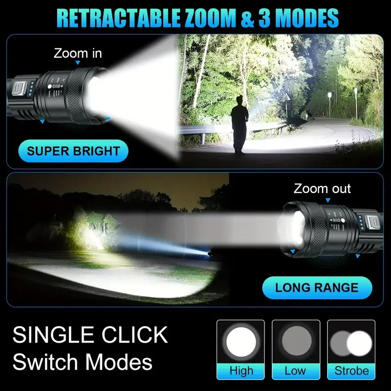 Tactical LED Flashlight 2000LM - Outdoor Power Reno ulasan dan harga