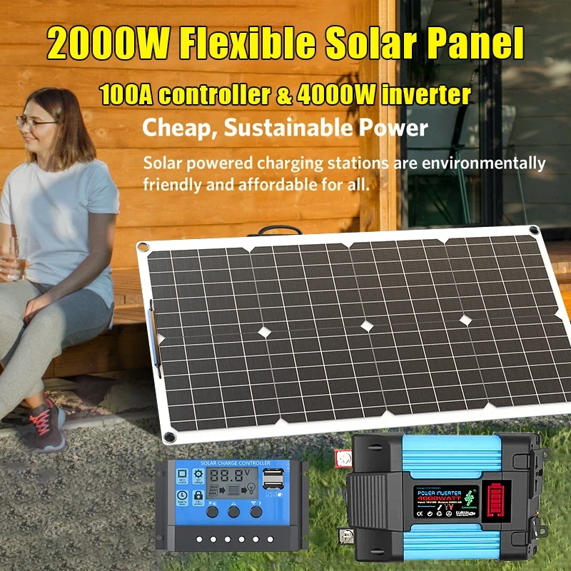 4000W Solar Panel Kit 12V To 1 - Outdoor Power Inverter ulasan dan harga